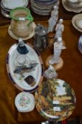 Collection of Pottery Including Flapper Ornaments