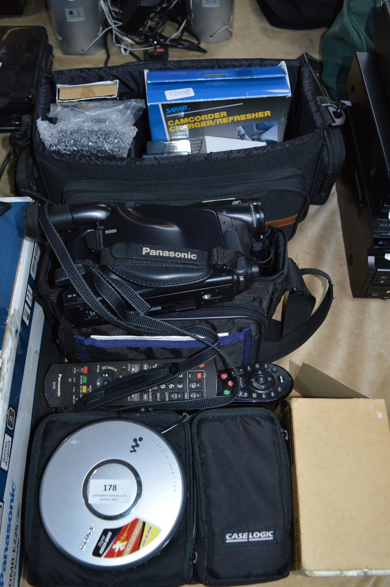 Assortment of Camcorder Equipment, Bags, and Sony