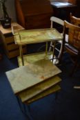 Retro Tea Trolley and a Marble and Brass Nest of T