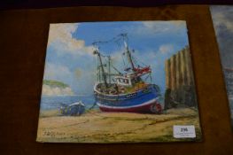 Oil on Canvas by Jack Rigg - Beached Trawler