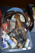 Box of Assorted Decorative Items; Ornaments, Barom