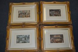 Four Gilt Framed Shadow Box Pictures - Dickensian