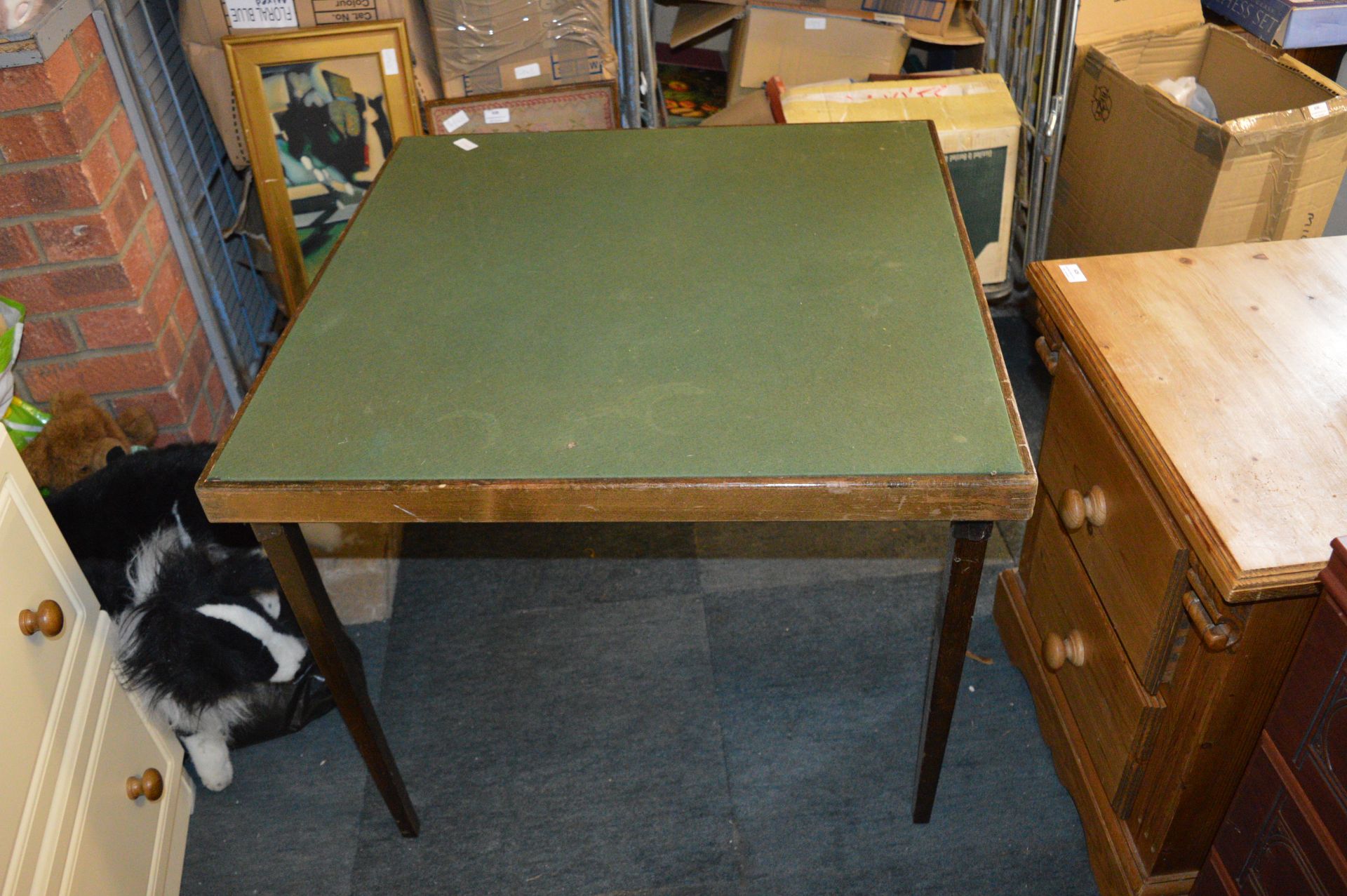Green Baize Topped Folding Card Table