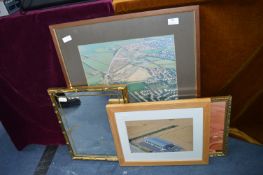 Four Assorted Framed Pictures and Mirrors