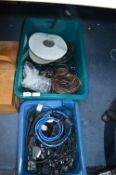 Two Tubs of Electrical Cable, Scart Leads, etc.