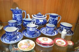 Blue & White Tea Set and Five Pieces of Miniature