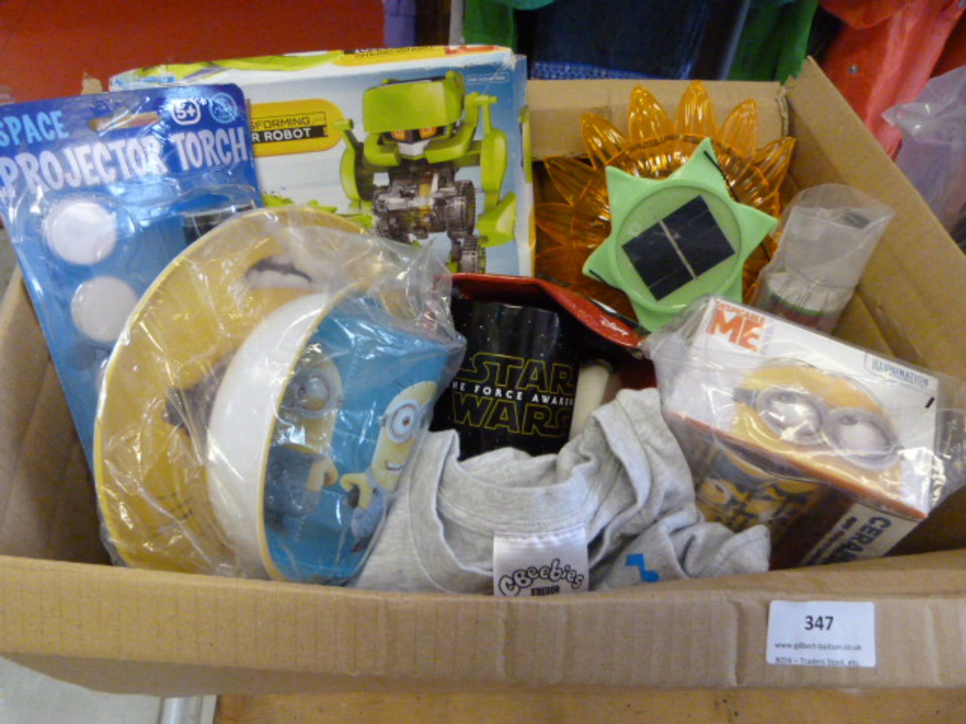 *Box of Toys, Mugs, T-Shirts, Torch, Solar Robot,