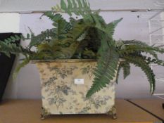 Plastic Ferns with Planter