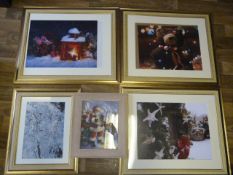 Five Framed Christmas Prints