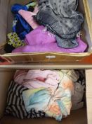 Two Boxes of Scarves and Tops