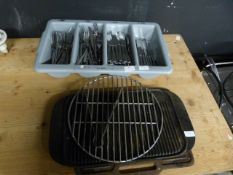 *Box of Stainless Steel Knives & Forks, and Cast I