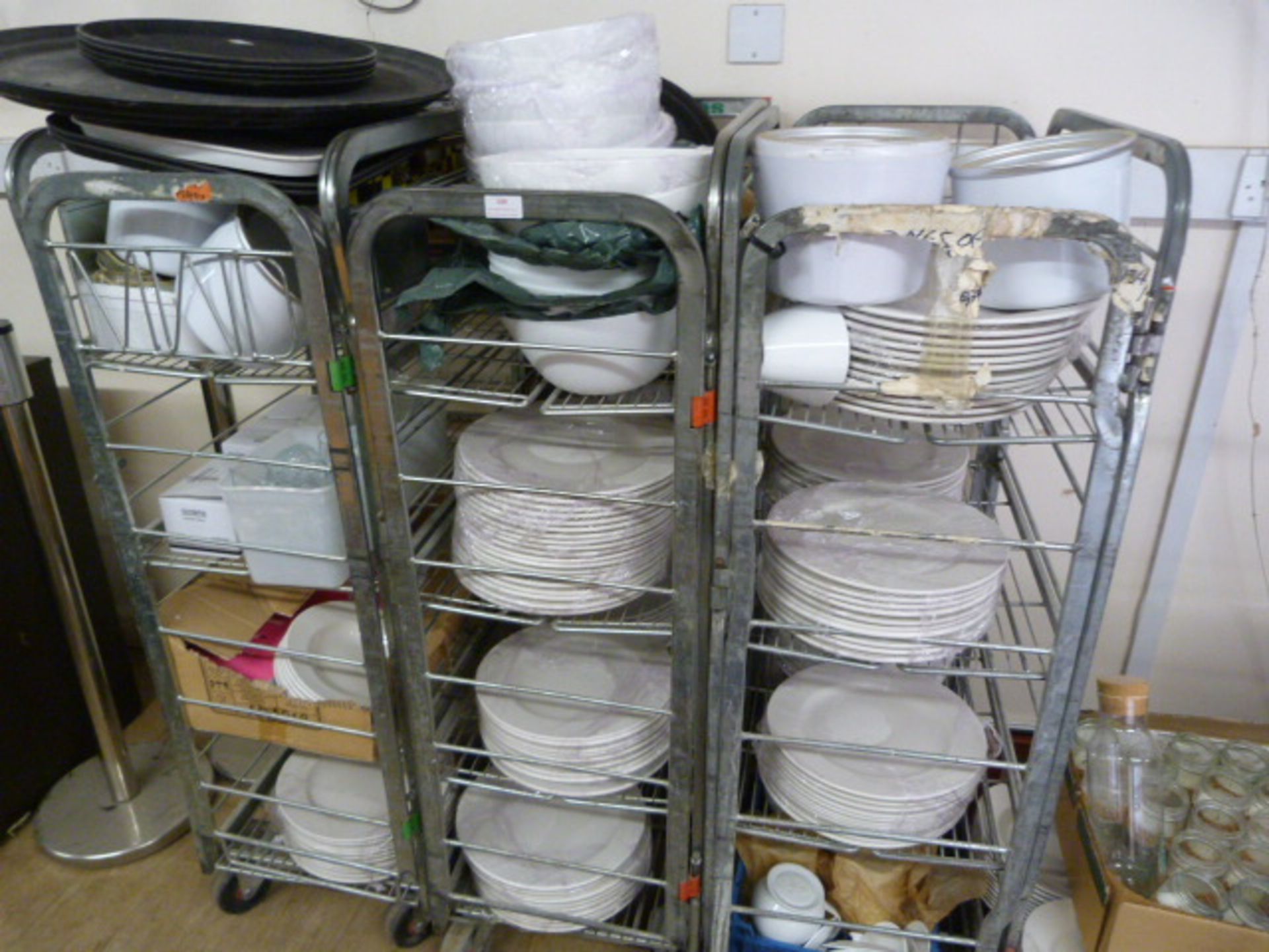 *Large Quantity of White China Dinner Plates, Shot