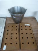 Stainless Steel Bucket and Two Copper Drip Trays