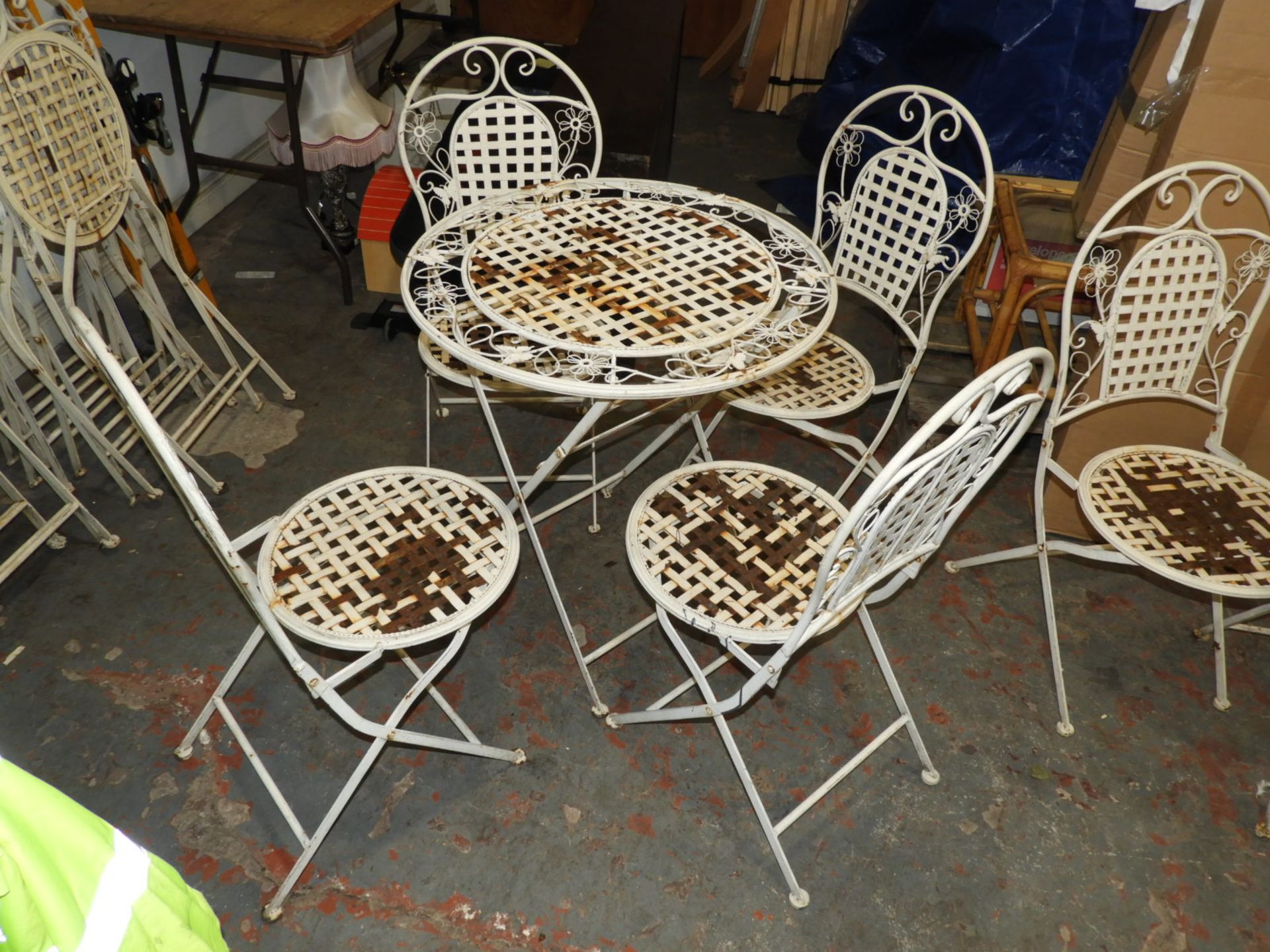 Circular Wrought Iron Patio Set with Folding Table