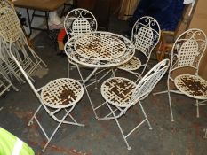 Circular Wrought Iron Patio Set with Folding Table