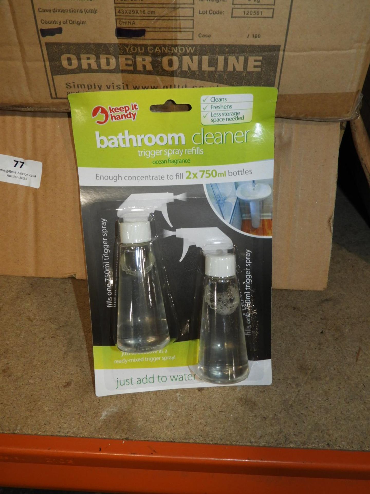 Box Containing 24 Packs of Bathroom Cleaner