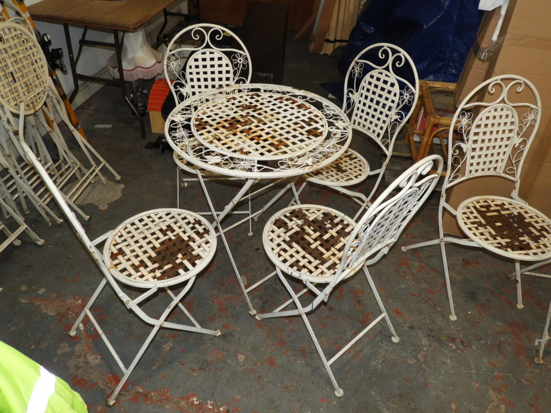 Circular Wrought Iron Patio Set with Folding Table