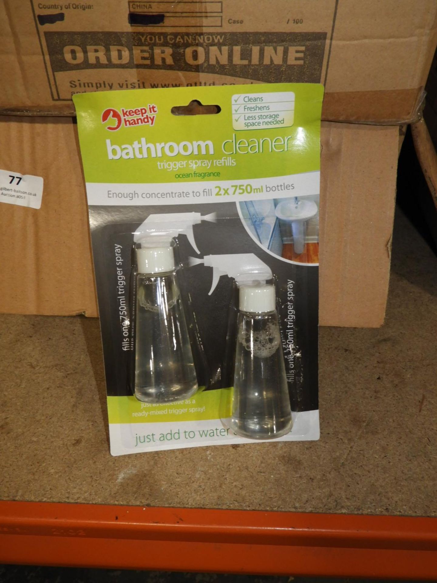 Box Containing 24 Packs of Bathroom Cleaner