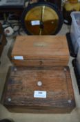 Two Small Vintage Wooden Boxes Including One Tea C