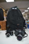 Lowepro Photo Trekker Backpack and a Pentax Camera