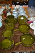 French Green Pottery Casserole Set (14 Pieces)