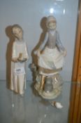 Pair of Lladro Figurines - Girl with Night Light a