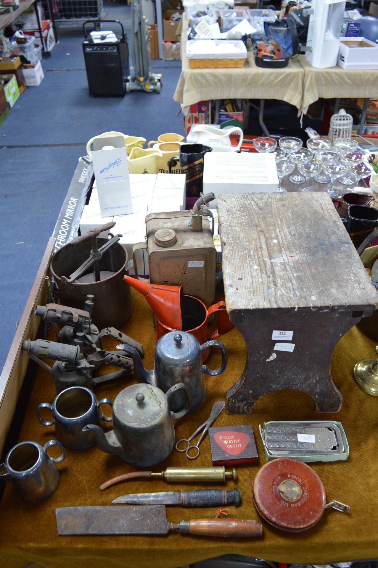 Assorted Vintage Brassware, Silver Plate, Stool, P