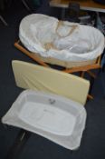 Moses Basket on Stand (As New)