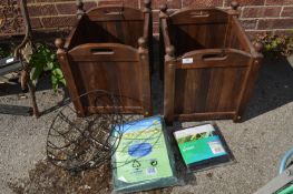 Pair of 14" Square Wooden Garden Planter and Conte