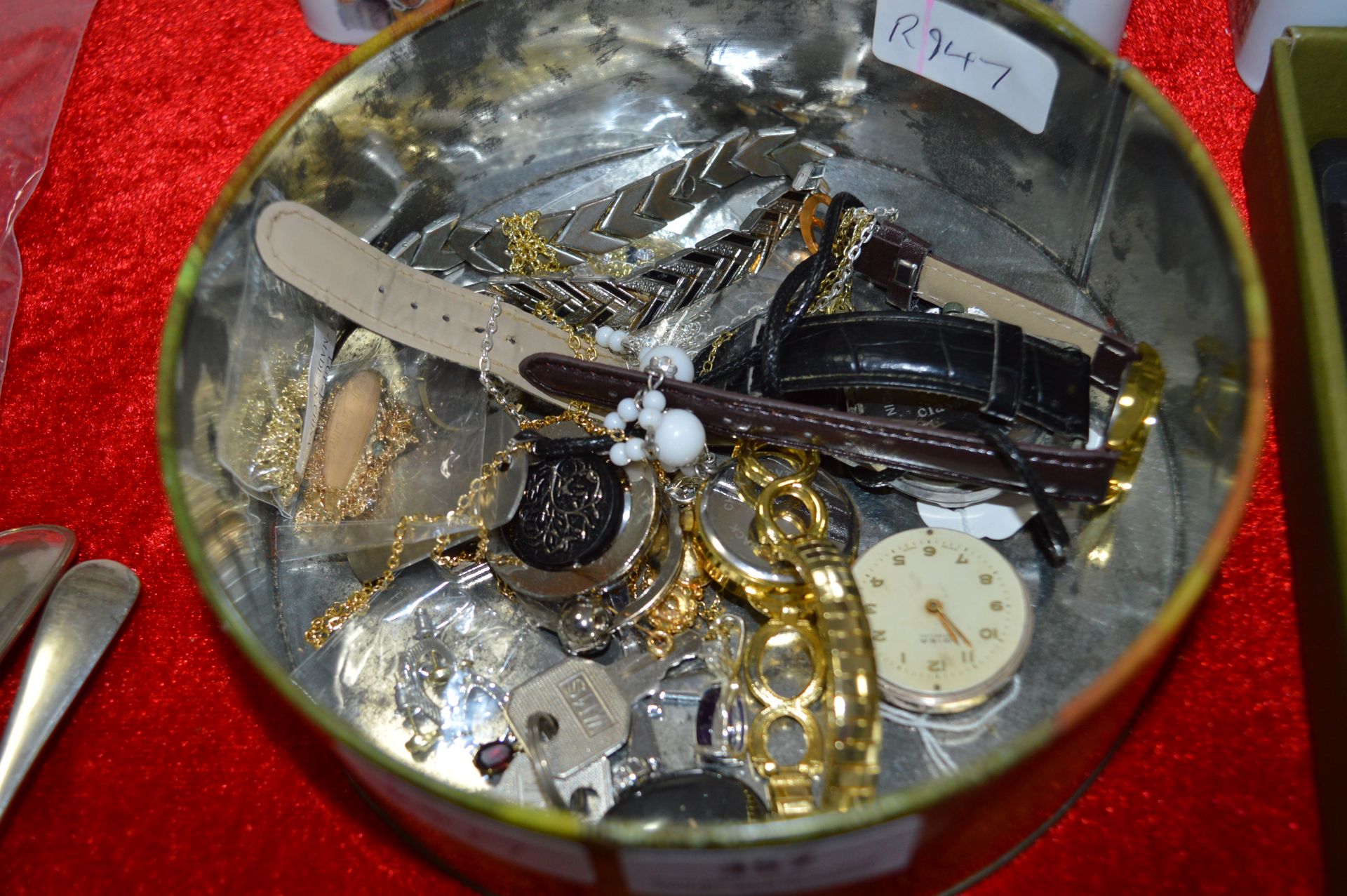 Tin Containing Assorted Wristwatches, Costume Jewe