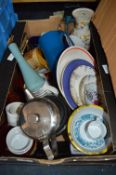 Box of Assorted Pottery Items, Mugs, Plates, Jugs,
