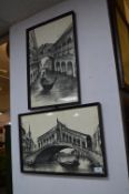 Two Charcoal Sketches of Venice