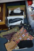 Box of Assorted Handbags, Boxed Shoes, etc.