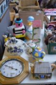 Collection of Novelty Teapots and a Pine Framed Wa