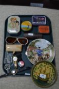 Tray Lot of Assorted Collectibles; Tins, Motoring