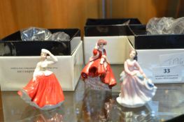 Three Miniature Royal Doulton Ladies