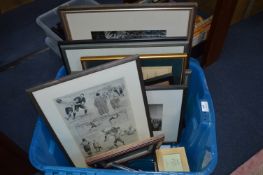 Tub Containing Assorted Framed Prints