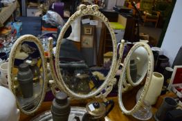 Triple Oval Dressing Table Mirror in Cream & Gilt