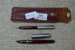Leather Cased Parker Pen Set