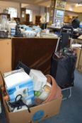 Box and Trolley Containing Assorted Kitchenware, P