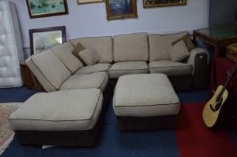Oatmeal Upholstered Four Seat Corner Sofa with Two
