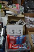 Assorted New Item; Electric Toothbrush Heads, Scissors, Batteries, paint Brushes, etc.