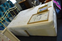 Double Divan Bed with Brass Bedhead and Memory Foa