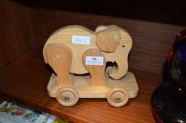 Small Wooden Pull Along Elephant