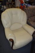 Cream Coloured Leatherette Easy Chair