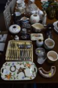 Assortment of Decorative Pottery, Glassware, Cutle