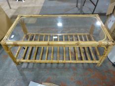 Glass Topped Bamboo Coffee Table