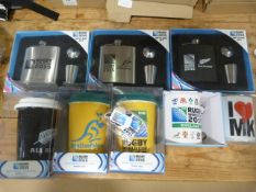 Job Lot of 2015 Rugby World Cup Mugs and Hip Flask