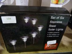 Set of Six Stainless Steel Solar Lights