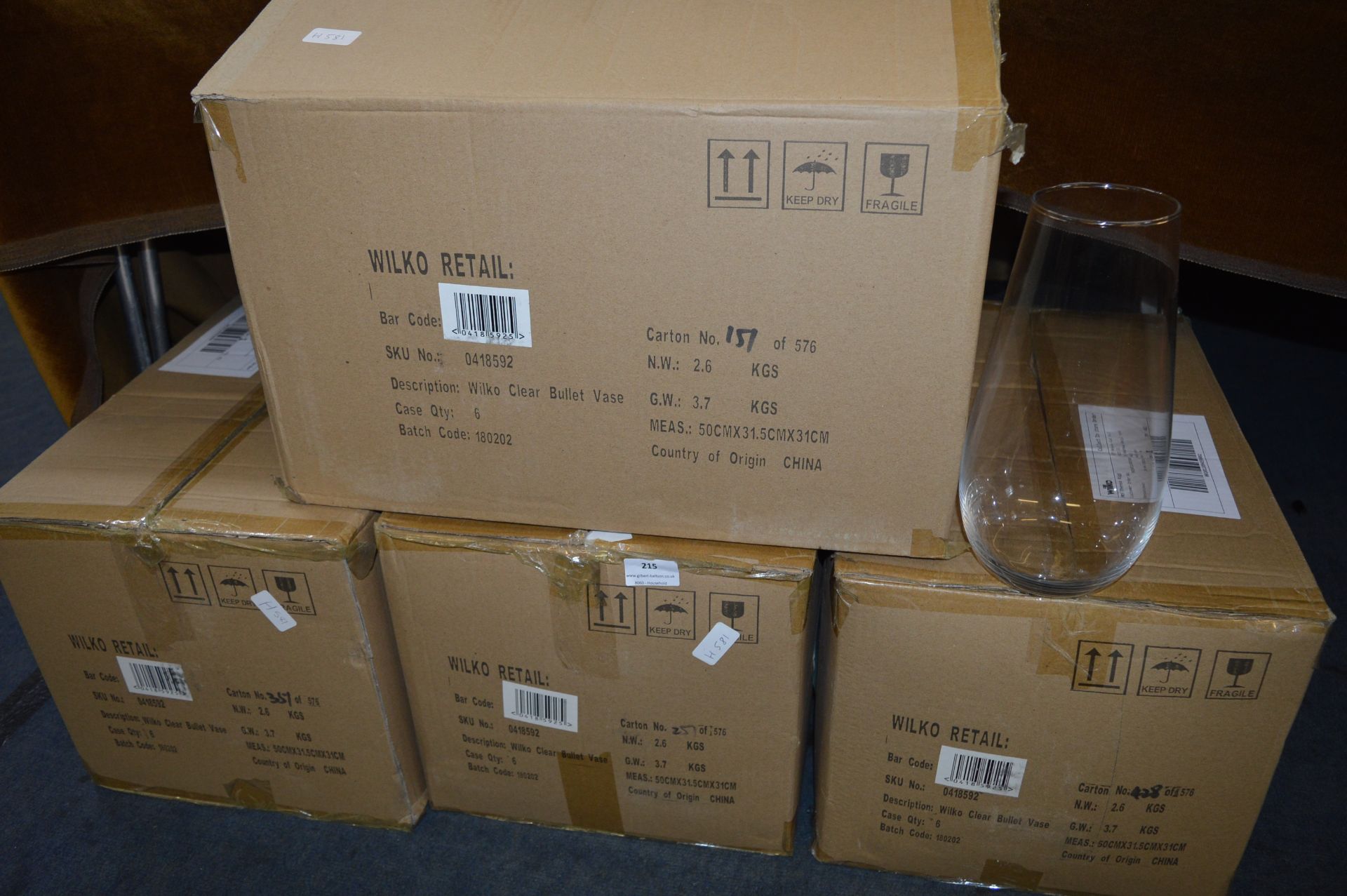 Four Boxes of Six Wilko Glass Flower Vases